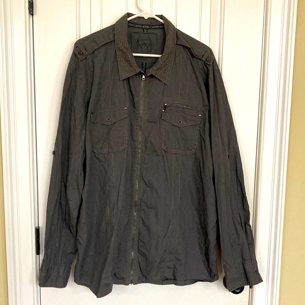 CALVIN KLEIN MEN’S ZIP UP 100% COTTON SHIRT Sz XXL